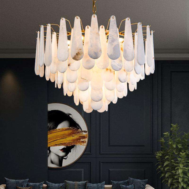 Alabaster Feathery Chandelier | Minimalist Chandelier Styles - View 3