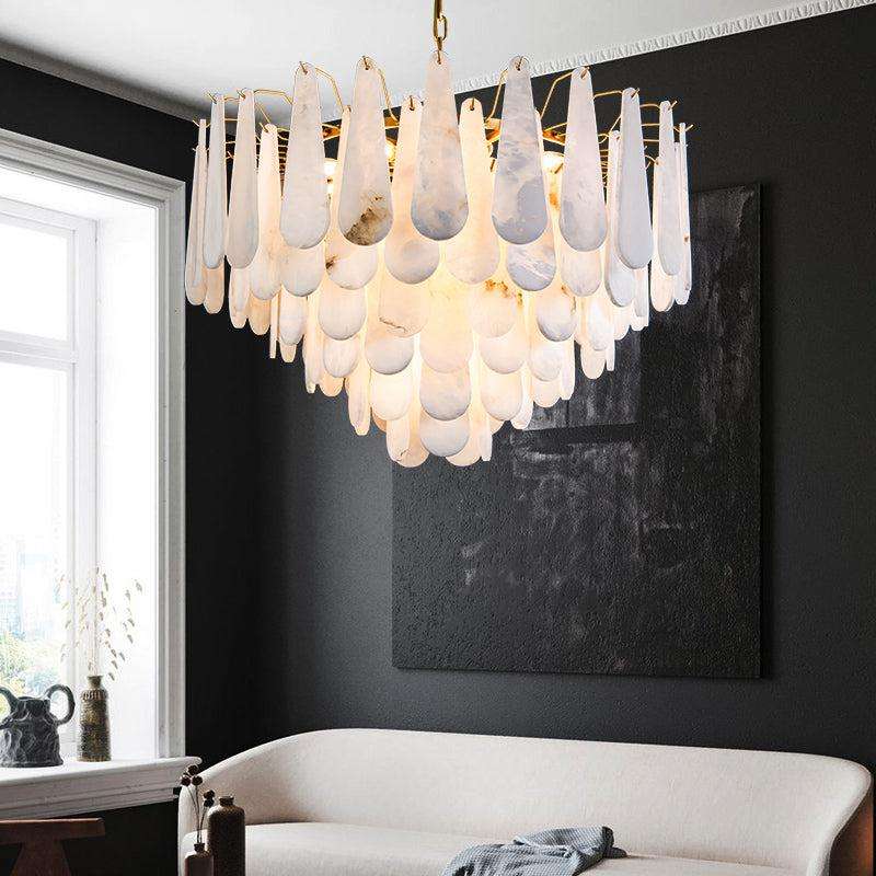 Alabaster Feathery Chandelier | Minimalist Chandelier Styles