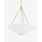 Alana pendant light with aged brass finish and linen shade