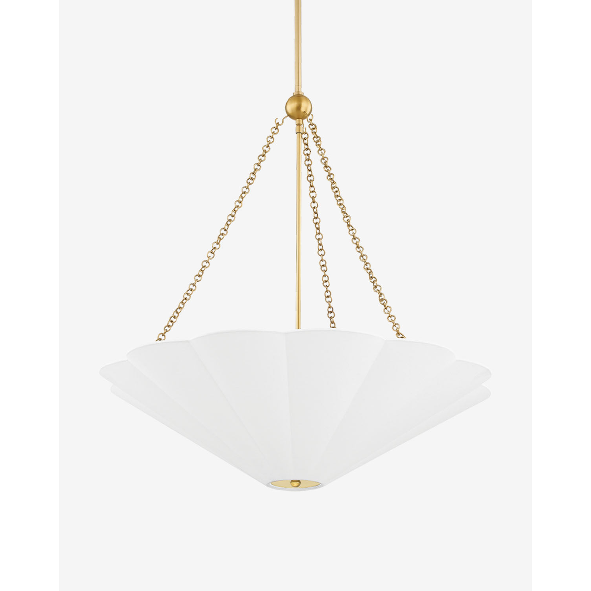 Alana pendant light with aged brass finish and linen shade