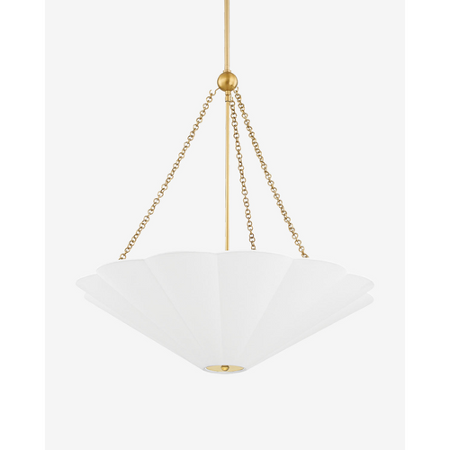 Alana pendant light with aged brass finish and linen shade