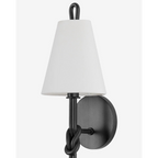 Alburgh Sconce - Knotted Iron Torch Wall Sconce with White Bell Shade