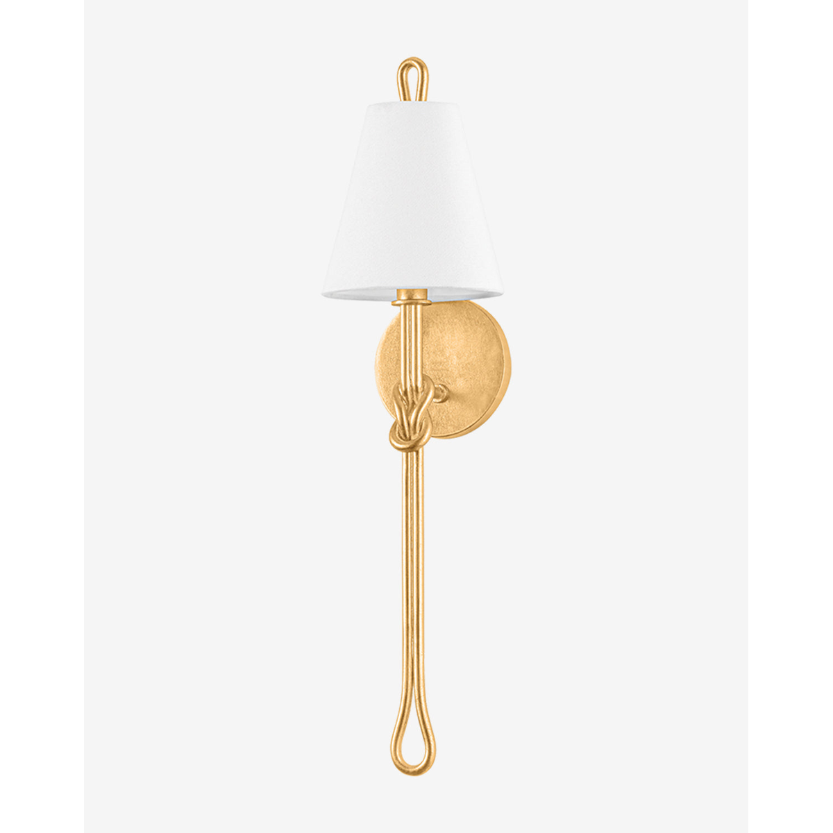 Alburgh Sconce - Knotted Iron Torch Wall Sconce with White Bell Shade