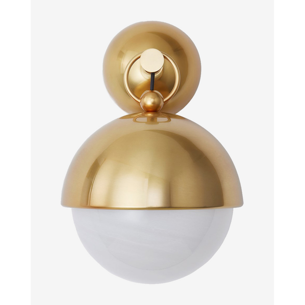 Althea Sconce - Polished Brass Globe Wall Sconce with Opal Glass
