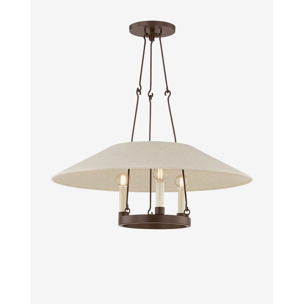 Archive Pendant — Vintage Enamel Hanging Light with Warm Broad Downlight