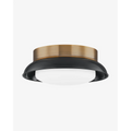 Arnie Flush Mount by Troy Lighting – Modern Farmhouse 2-Light Flush Ceiling Fixture with Glossy Black Shade Patina Brass Canopy Opal Matte Glass Diffuser 14.25" for Bedroom Hallway Kitchen
