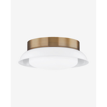 Two-Light Glossy Shade and Brass Flush Mount Ceiling Light