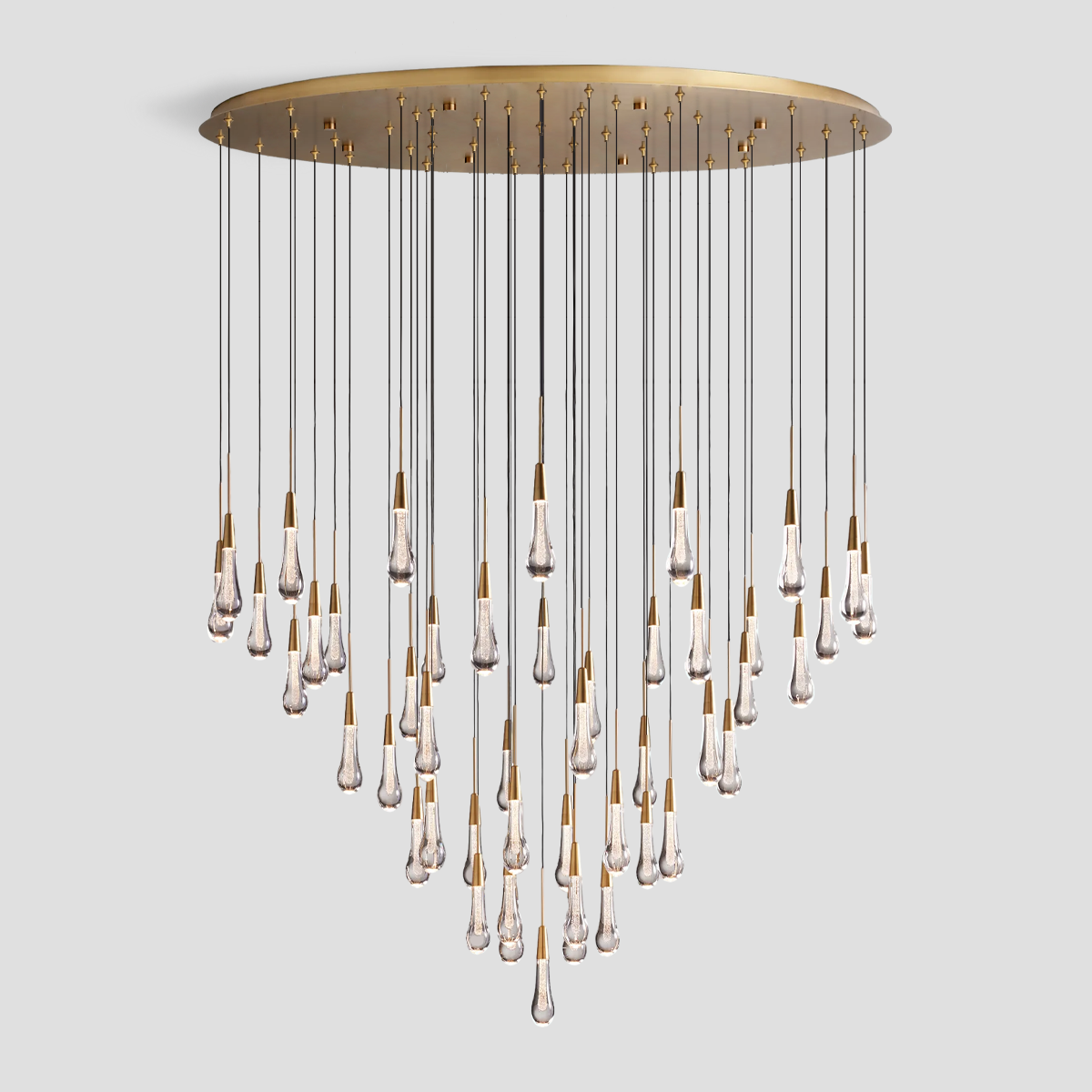 Solitaire Raindrop Round Chandelier – Modern Crystal Round Lighting Fixture - View 32