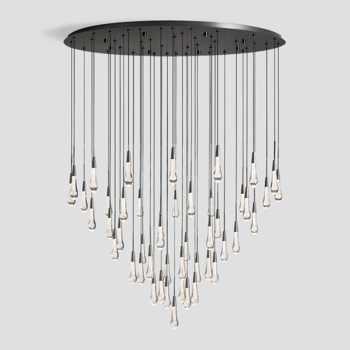 Solitaire Raindrop Round Chandelier – Modern Crystal Round Lighting Fixture - View 31