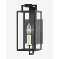 Beckham Wall Sconce Art Deco-inspired stepped chrome wall light with warm ambient glow in glamorous living room interior