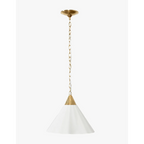 Brigadier Pendant bold matte black structured hanging light with warm commanding glow over kitchen island in loft interior
