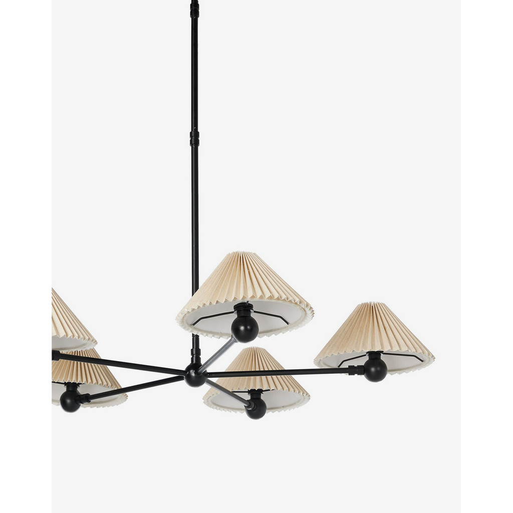 Clyde Chandelier — Mid-Century Brass Ceiling Light with Warm Open-Arm Glow