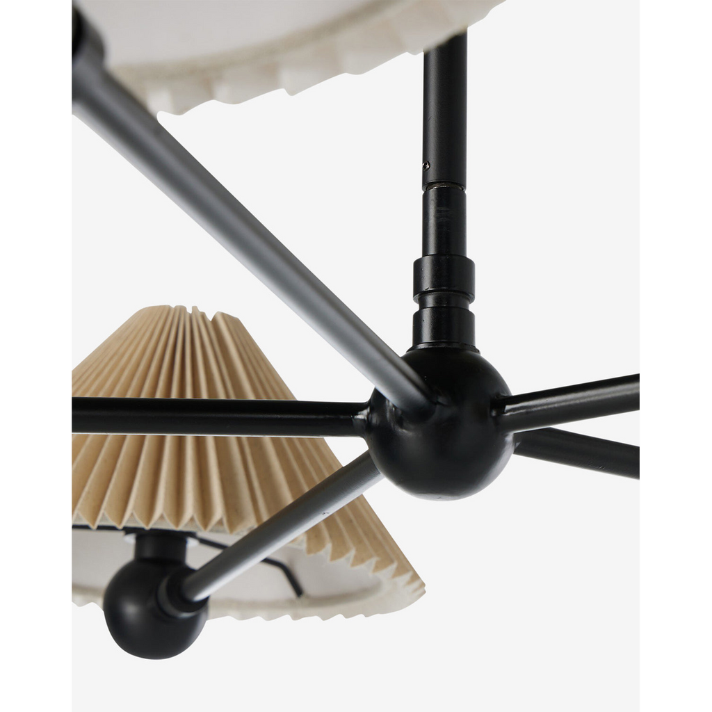Clyde Chandelier — Mid-Century Brass Ceiling Light with Warm Open-Arm Glow