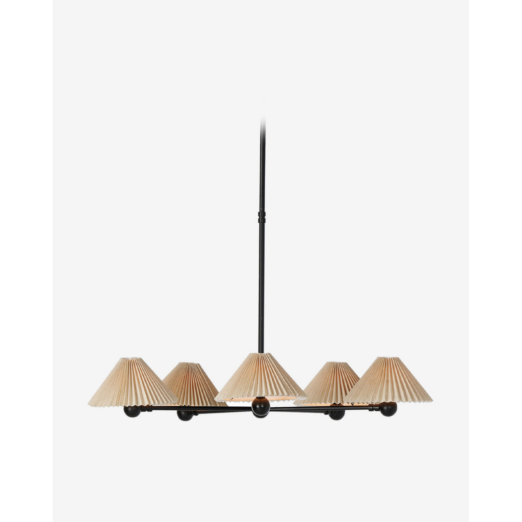 Clyde Chandelier — Mid-Century Brass Ceiling Light with Warm Open-Arm Glow