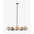 Clyde Chandelier mid-century brass multi-arm ceiling light with warm open-arm glow in mid-century modern dining room interior