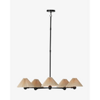 Clyde Chandelier mid-century brass multi-arm ceiling light with warm open-arm glow in mid-century modern dining room interior