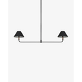 Cullen Linear Double Pendant featuring a sleek linear frame with dual designer shades, ideal for modern kitchen islands and dining room lighting.