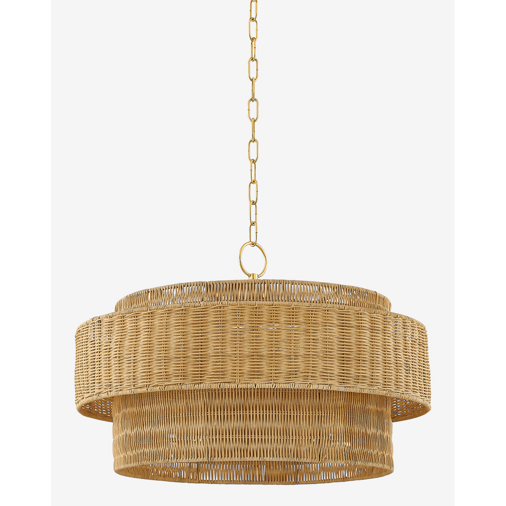 Danica Wicker Pendant — Handwoven Hanging Light with Warm Filtered Glow