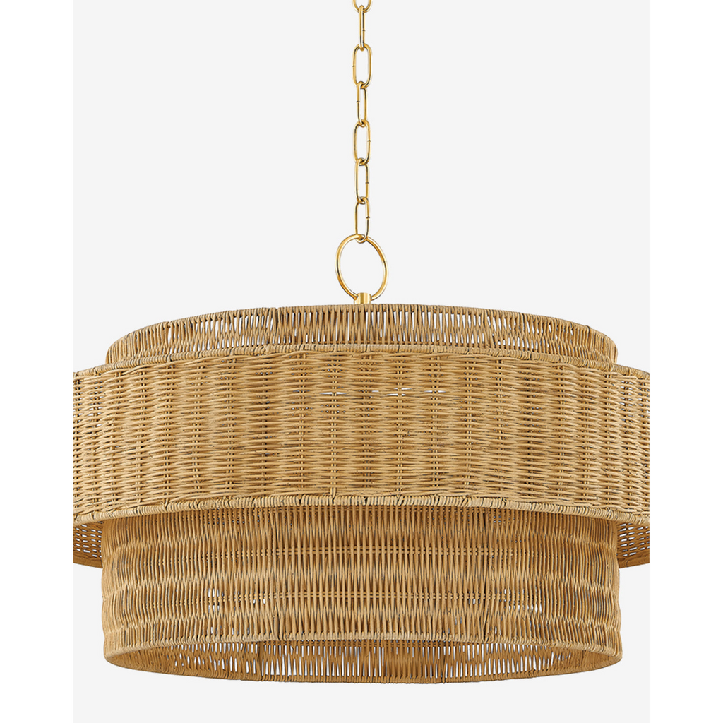 Danica Wicker Pendant — Handwoven Hanging Light with Warm Filtered Glow