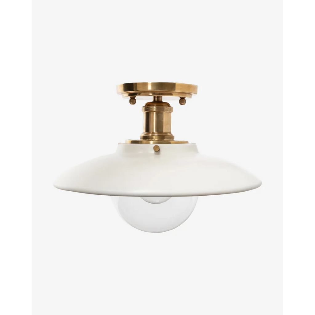Didier Ceramic Flush Mount – Handcrafted Ceramic Ceiling Fixture with Large Clear Bulb Holder – Modern Contemporary 11" Flush Mount for Bedroom Kitchen Entryway Warm Ambient Lighting