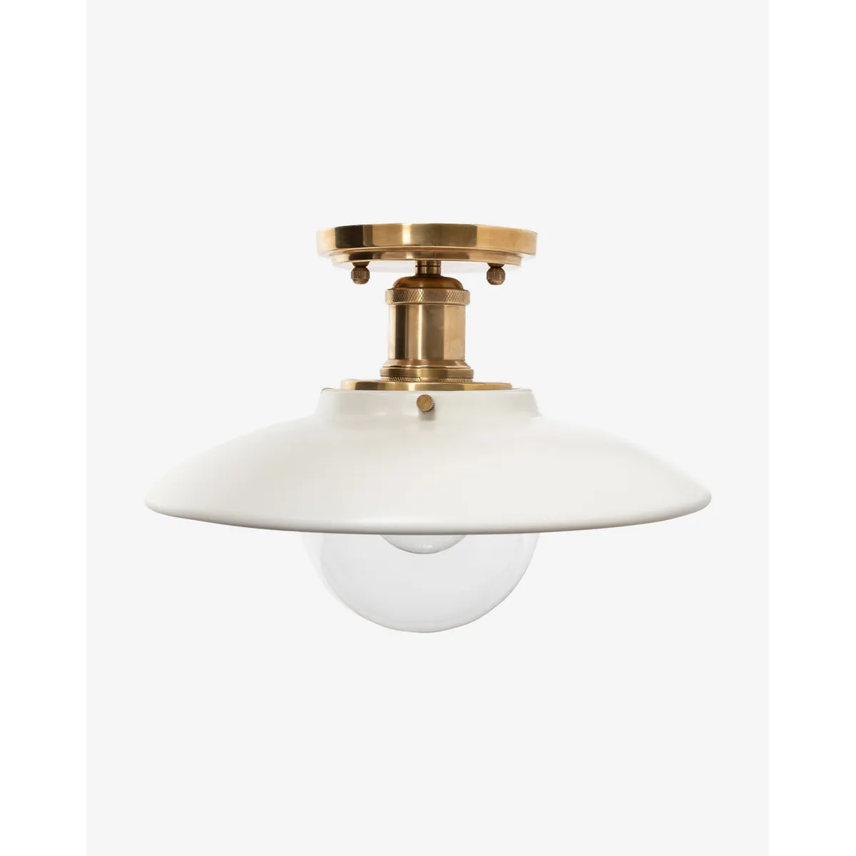 Didier Ceramic Flush Mount – Handcrafted Ceramic Ceiling Fixture with Large Clear Bulb Holder – Modern Contemporary 11" Flush Mount for Bedroom Kitchen Entryway Warm Ambient Lighting