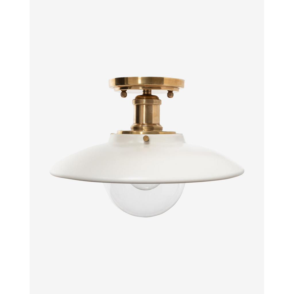 Didier Ceramic Flush Mount – Handcrafted Ceramic Ceiling Fixture with Large Clear Bulb Holder