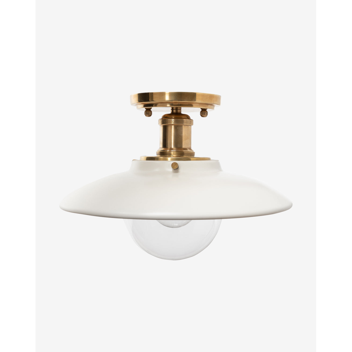 Didier Ceramic Flush Mount – Handcrafted Ceramic Ceiling Fixture with Large Clear Bulb Holder