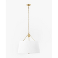 Georgiana Pendant Regency-inspired polished brass hanging light with cascading glow in elegant dining room