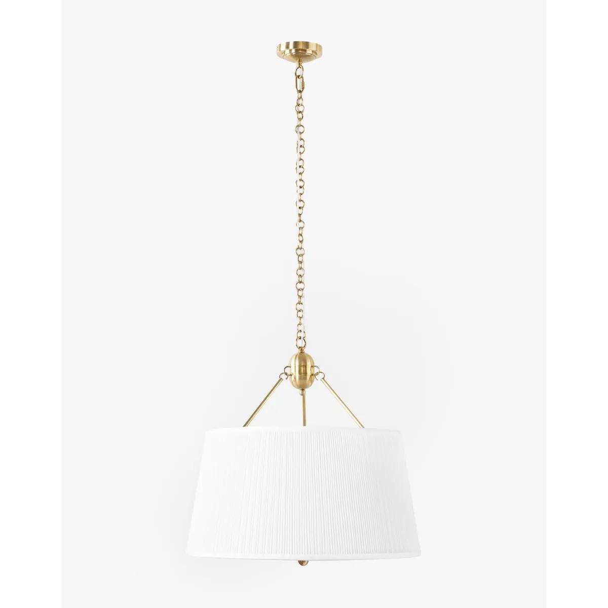 Georgiana Pendant Regency-inspired polished brass hanging light with cascading glow in elegant dining room