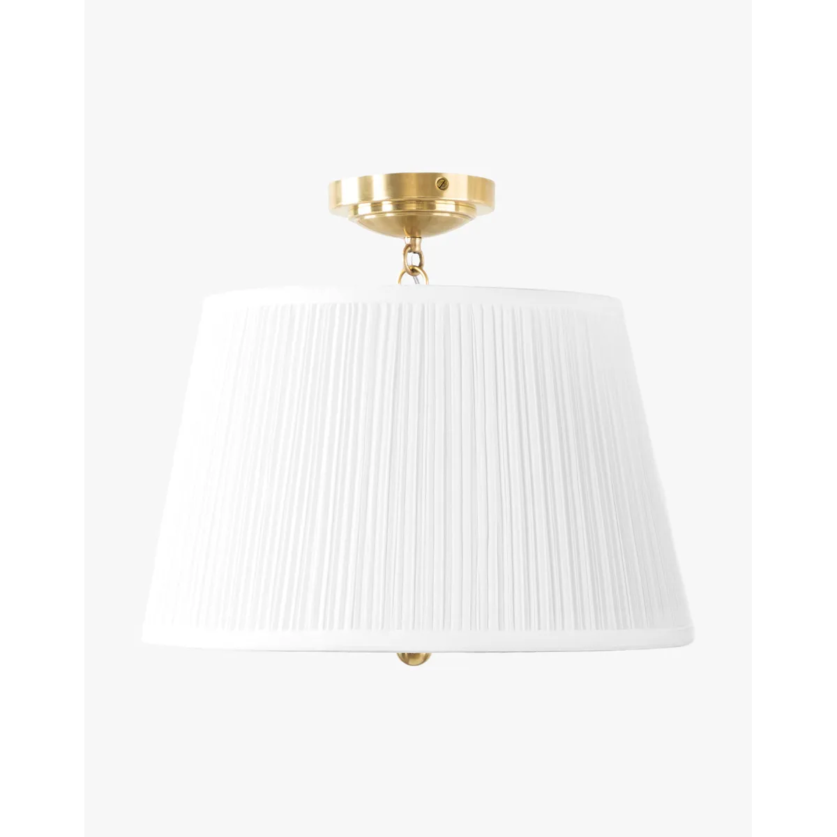 Georgiana Semi-Flush Mount Regency-inspired polished brass ceiling light with warm cascading glow in elegant bedroom interior