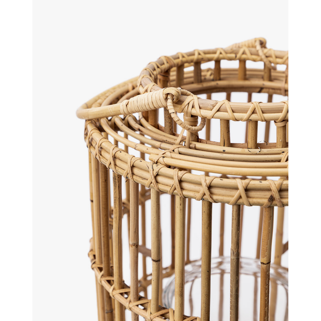 Handwoven Rattan Lantern – Natural Artisan Candle Lantern with Open Weave Design