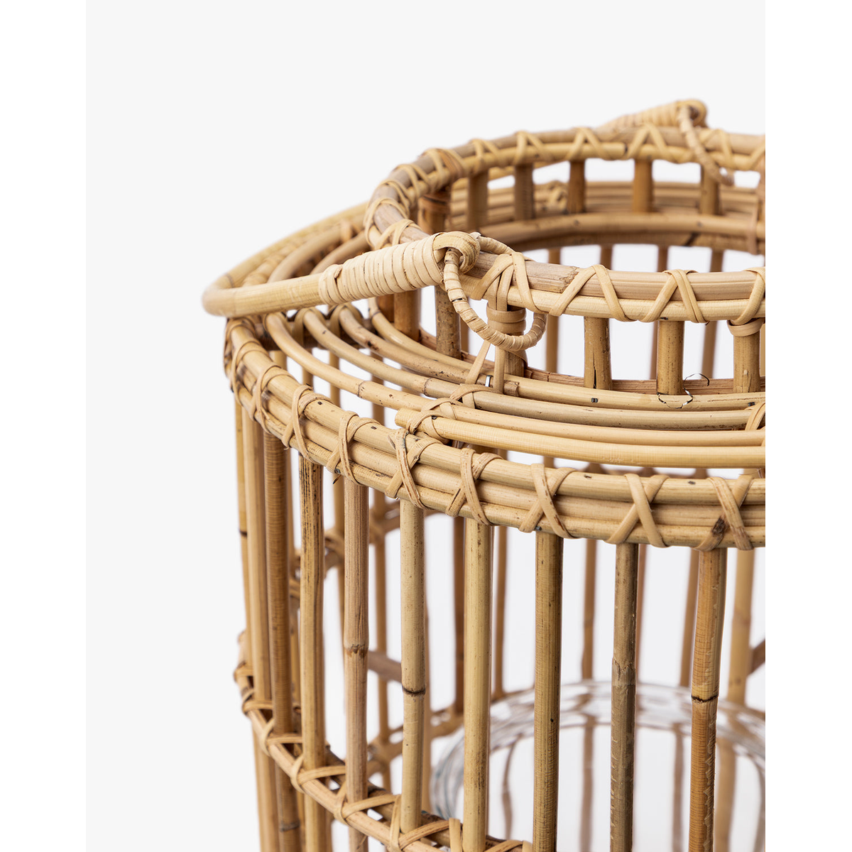 Handwoven Rattan Lantern – Natural Artisan Candle Lantern with Open Weave Design