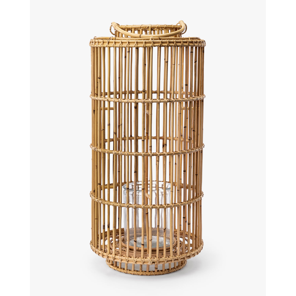 Handwoven Rattan Lantern – Natural Artisan Candle Lantern with Open Weave Design