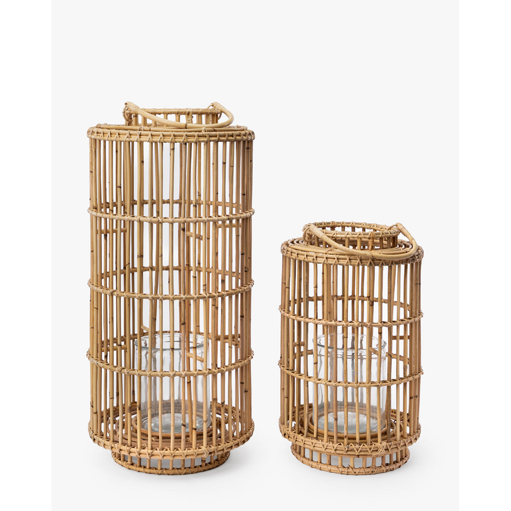 Handwoven Rattan Lantern – Natural Artisan Candle Lantern with Open Weave Design