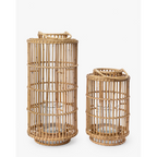Handwoven Rattan Lantern – Natural Artisan Candle Lantern with Open Weave Design