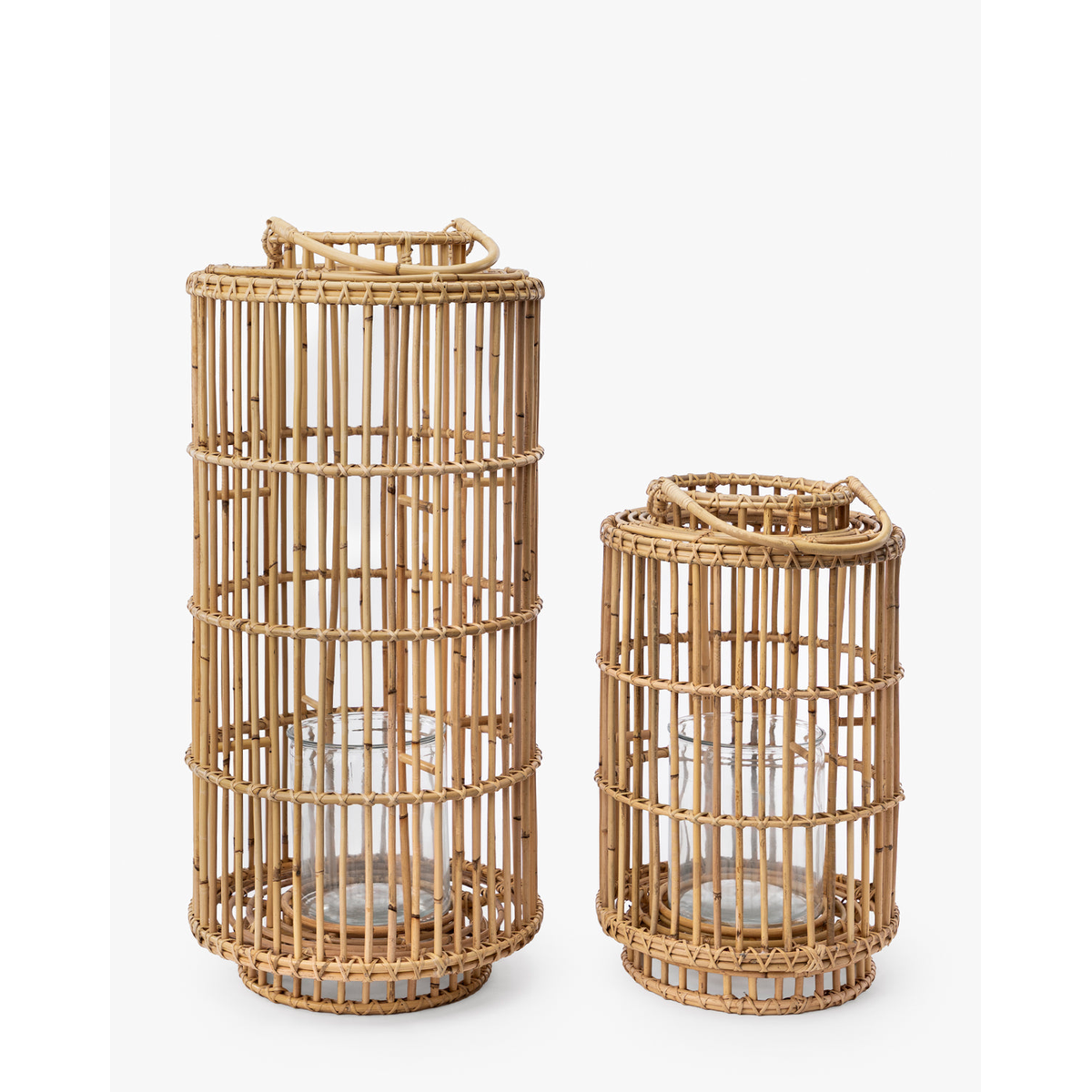 Handwoven Rattan Lantern – Natural Artisan Candle Lantern with Open Weave Design