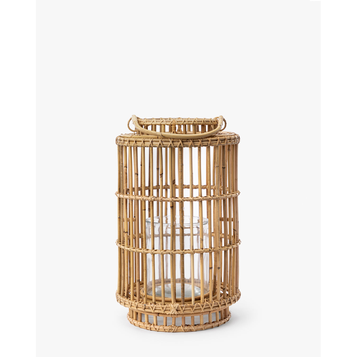 Handwoven Rattan Lantern – Natural Artisan Candle Lantern with Open Weave Design