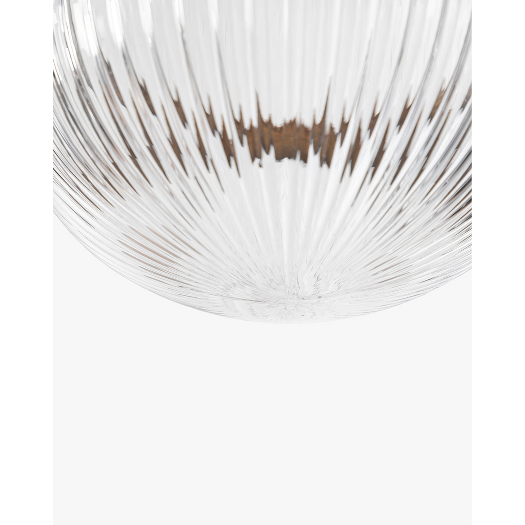 Hastings Semi-Flush Mount | Hand-Blown Ribbed Glass Antique Brass Ceiling Light