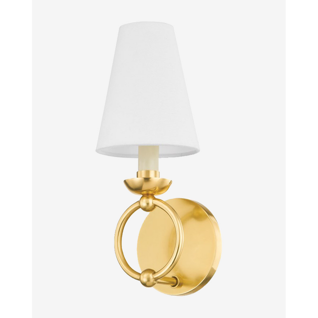 Haverford Sconce wall light with brass finish mounted on interior wall