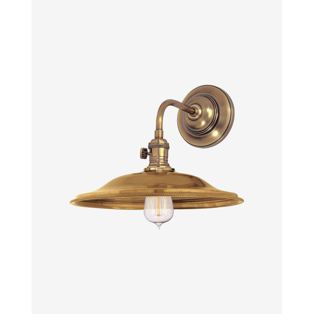 Hudson Valley Heirloom Wall Sconce – Industrial Vintage Barn Light with Edison Carbon Filament Bulb Included – Aged Brass Historic Nickel Old Bronze Finish 10" Wall Sconce for Kitchen Bathroom Bedroom Office