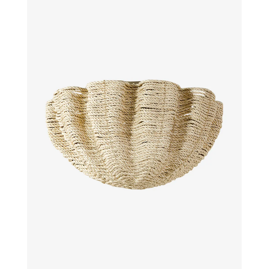 Isla Flush Mount Ceiling Lamp coastal-inspired organic textured ceiling light with warm soft glow in bright bedroom interior