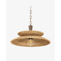 Landry Pendant transitional cone hanging light with warm ambient downlight over kitchen island in modern interior