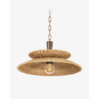 Landry Pendant transitional cone hanging light with warm ambient downlight over kitchen island in modern interior