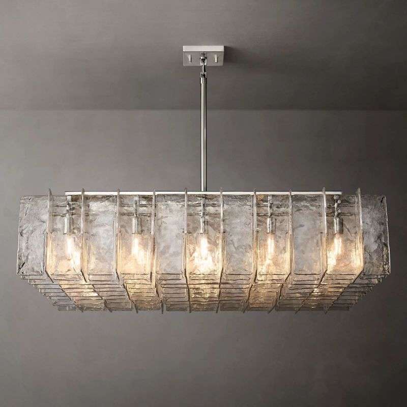Lattice Clear Glass Square Chandelier 60"