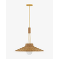 Laudine Wicker Pendant bell-shaped woven hanging light with warm dappled glow over dining table in coastal interior