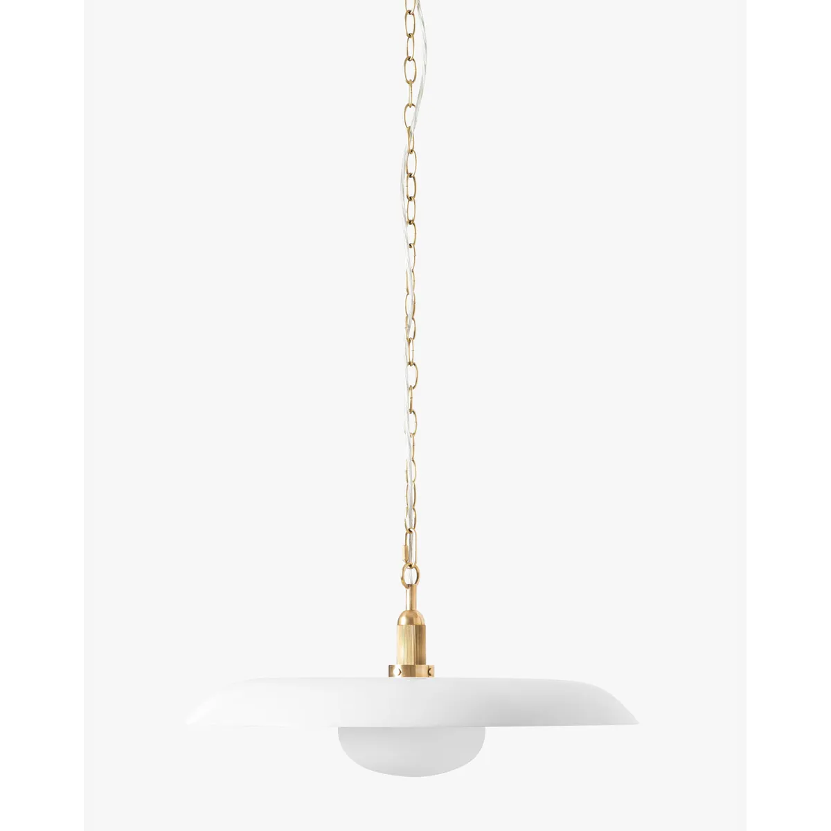 Letterly Pendant fluted ribbed glass hanging light with soft warm ambient glow in elegant living room setting