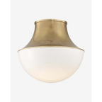 Lettie Flush Mount by Hudson Valley Lighting – Demi-Globe Glass Ceiling Fixture with Spun Metal Funnel Design