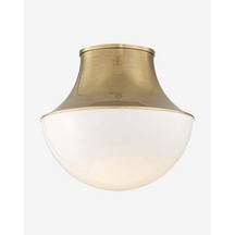 Demi-Globe Opal Glass and Spun Metal Flush Mount Ceiling Light