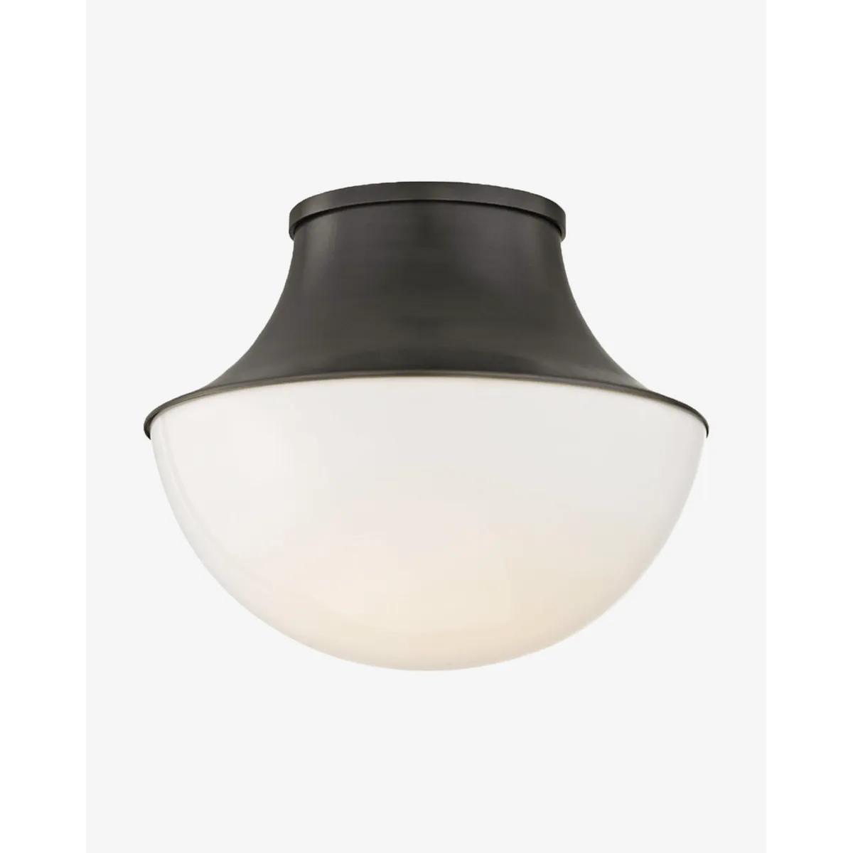 Lettie Flush Mount by Hudson Valley Lighting – Demi-Globe Opal Glass Ceiling Fixture with Spun Metal Funnel Design – Aged Brass Polished Nickel Old Bronze Finish 10.75"