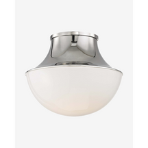 Demi-Globe Opal Glass and Spun Metal Flush Mount Ceiling Light